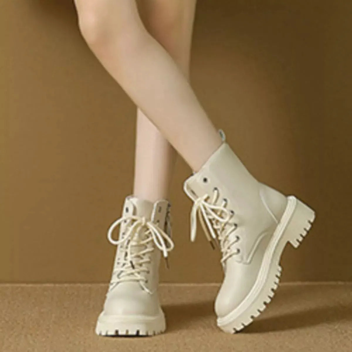 Lace-Up Ankle Combat Boots by Partner Label