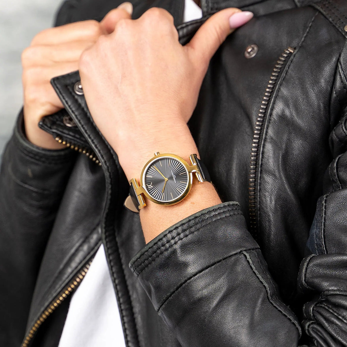 Pierre Cardin Women's Black Leather Watch, Gold Case | Cmd.3504 by PIERRE CARDIN