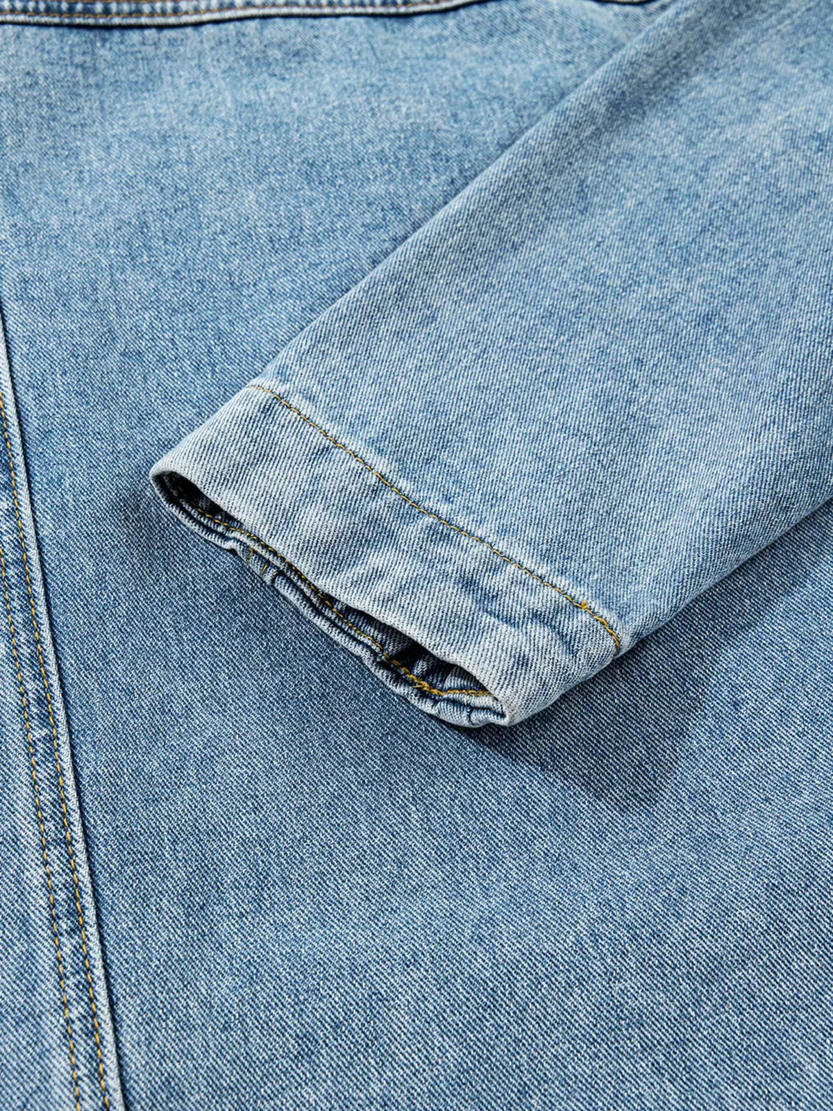 Patched Pockets Side Tie Denim Jacket by Partner Label