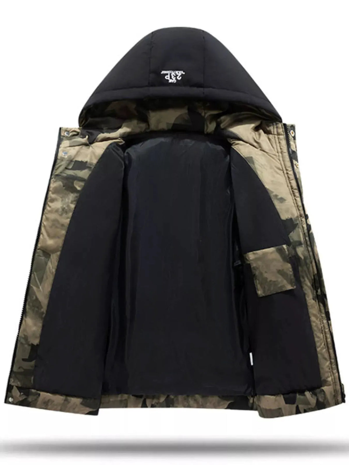 Men's Plus Size Hooded Padded Zip Up Coat by Partner Label