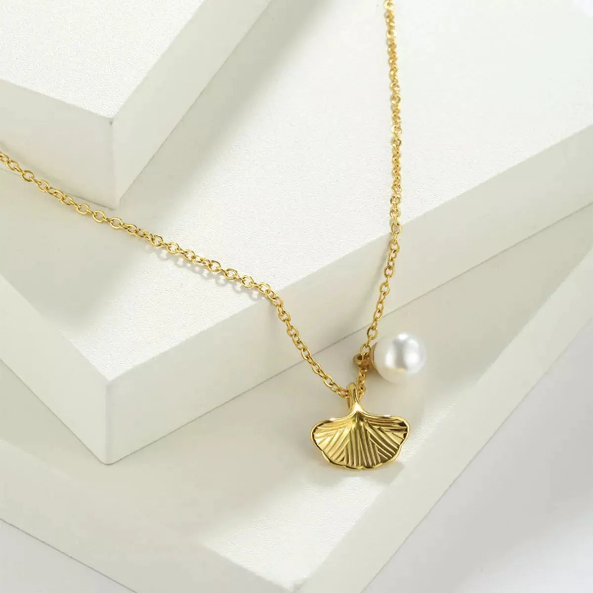 Pearl & Shell Pendant Necklace by Partner Labels