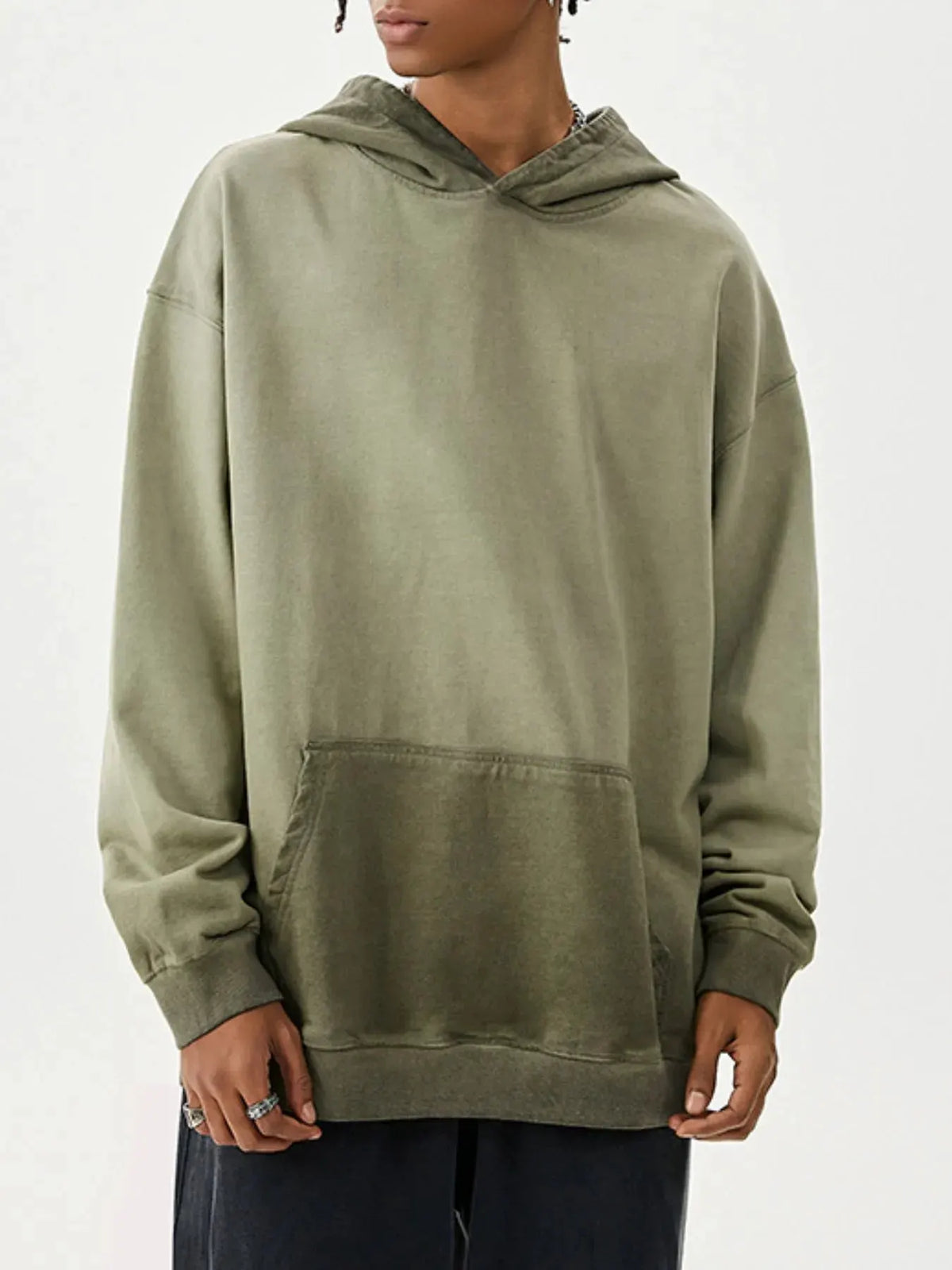 Men's Drop Shoulder Long Sleeve Hoodie by Trendsi