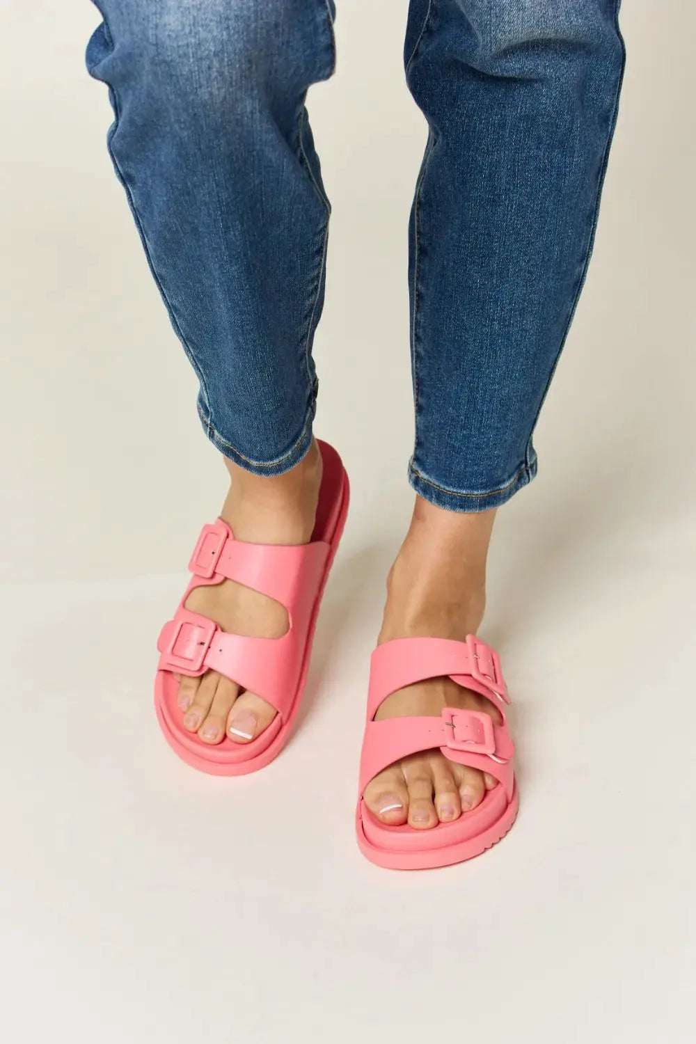Legend Double Buckle Open Toe Sandals by Partner Label