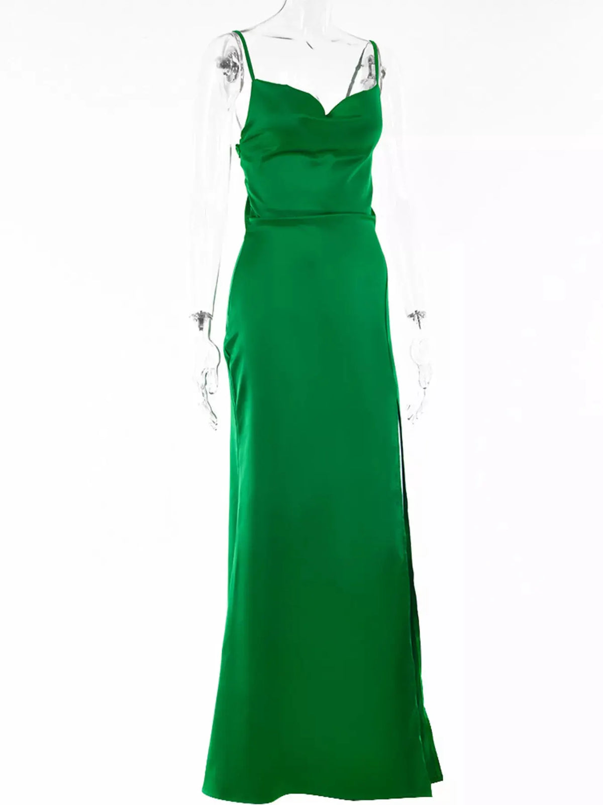 Ruched Split Spaghetti Strap Maxi Dress by Partner Label