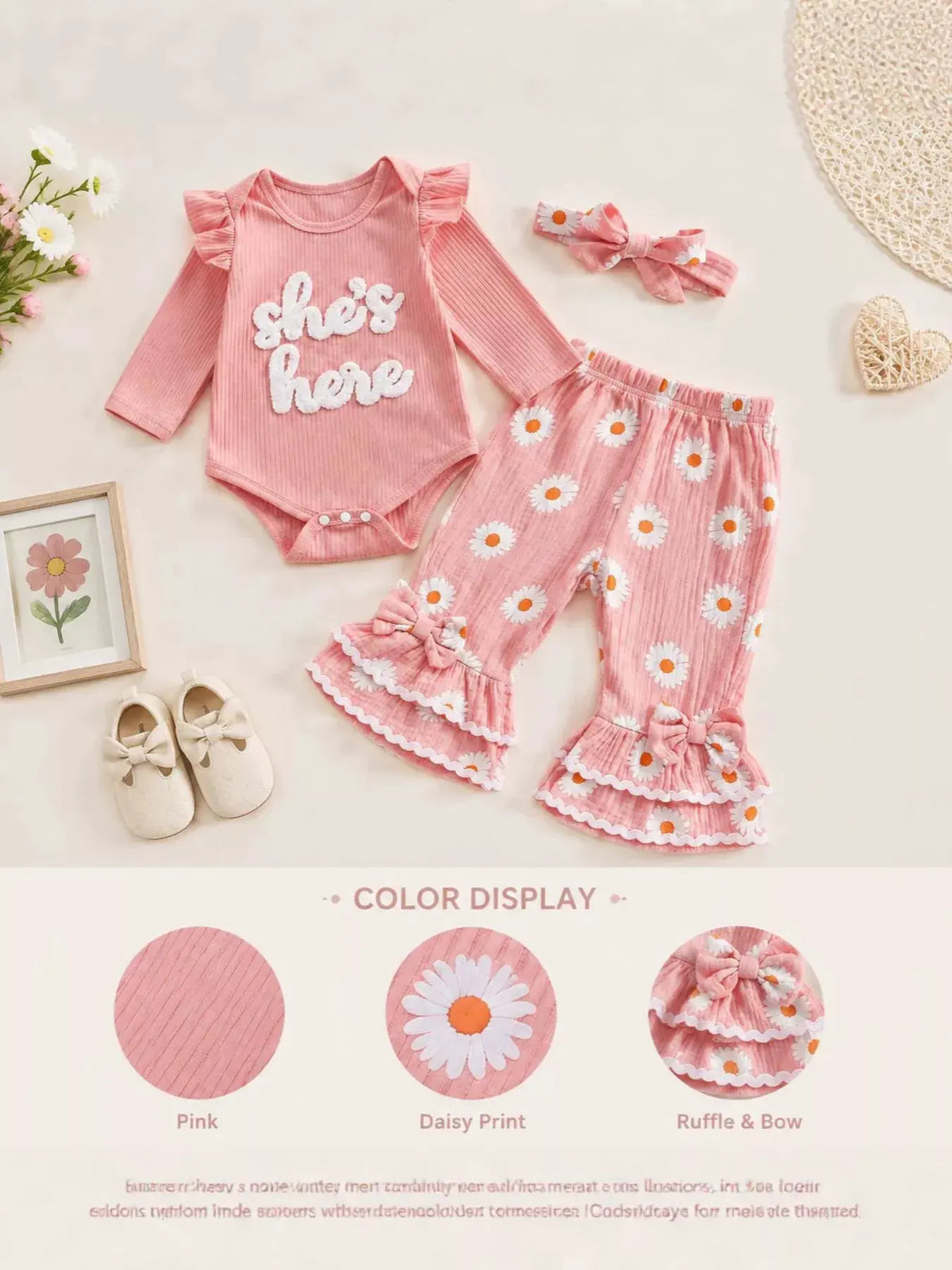 Children's Letter Bodysuit and Pants Set with Headband by Trendsi