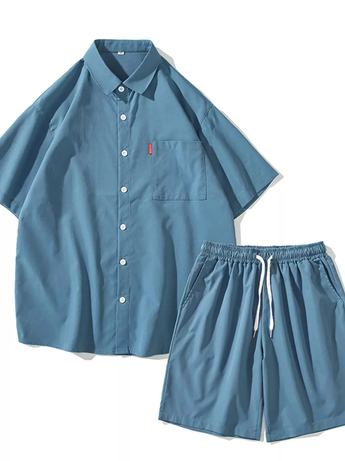 Men's Plus Size Casual Solid Color Shirt & Shorts Set by Trendsi
