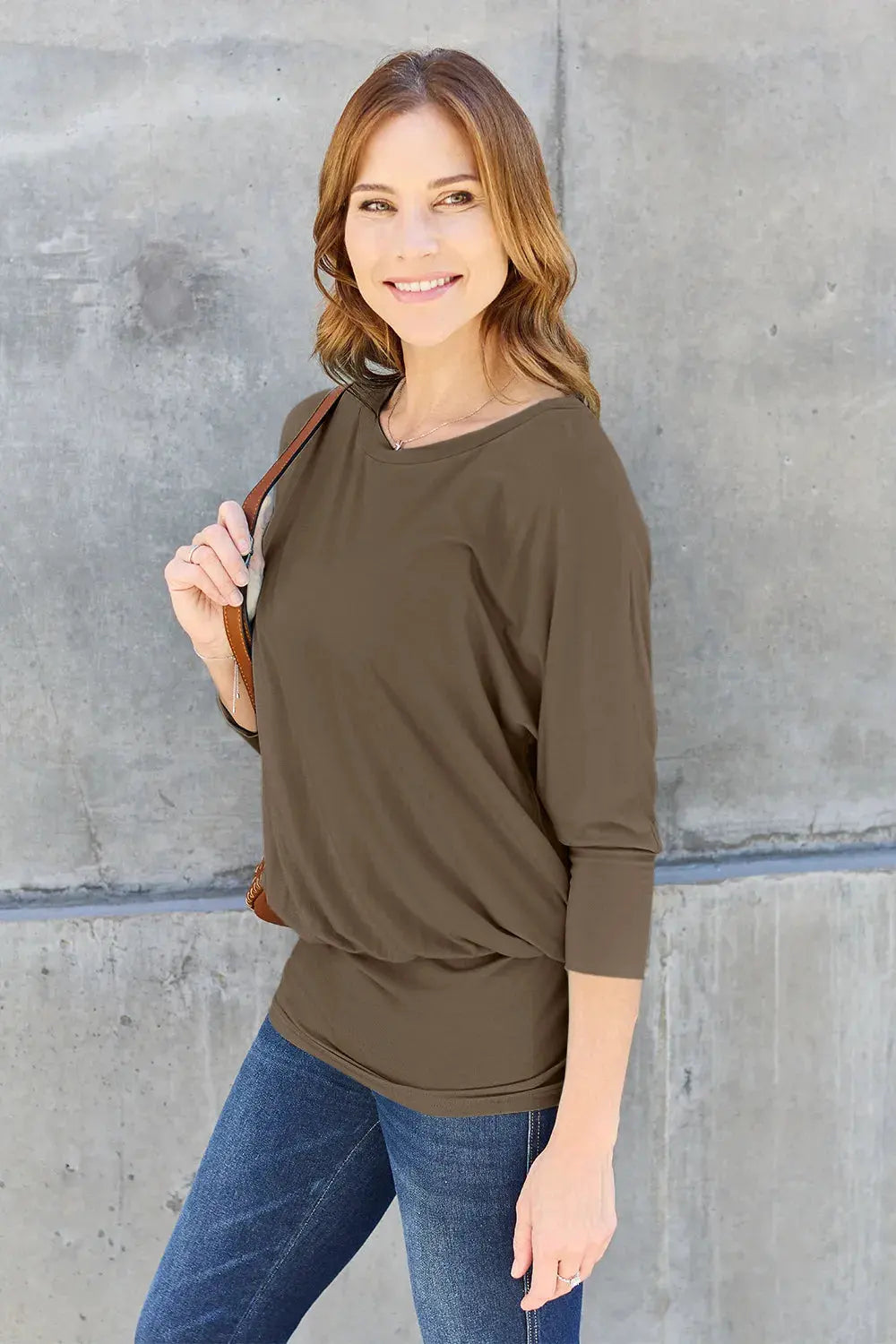 Basic Bae Full Size Round Neck Batwing Sleeve Top by Basic Bae