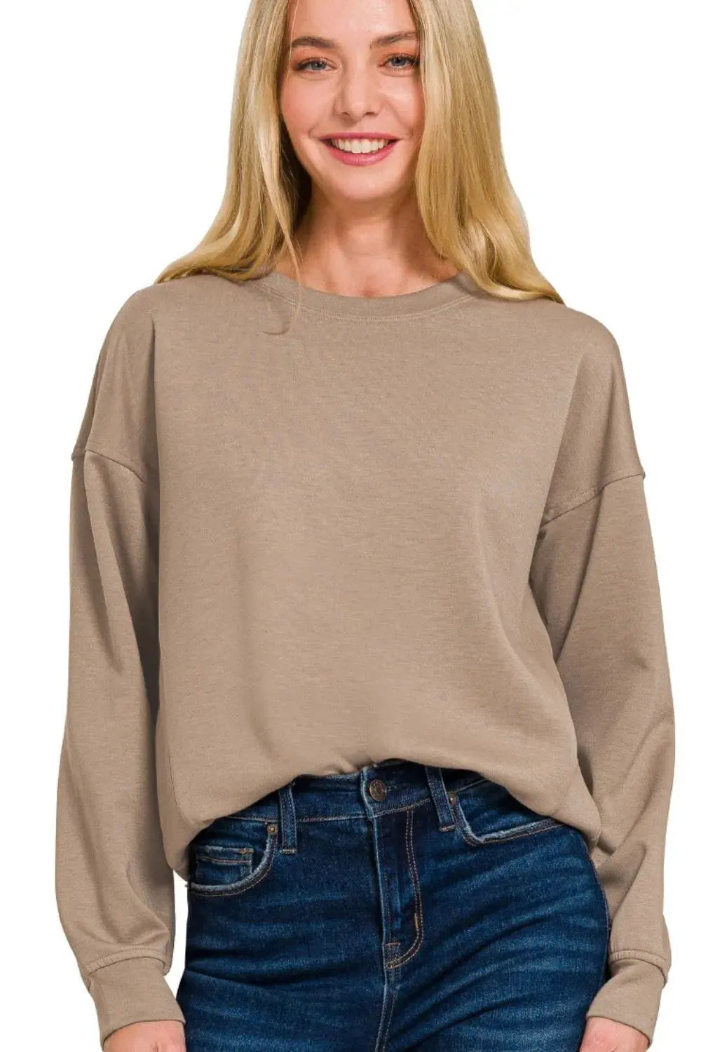 Zenana Scuba Round-neck Sweatshirts by Zenana