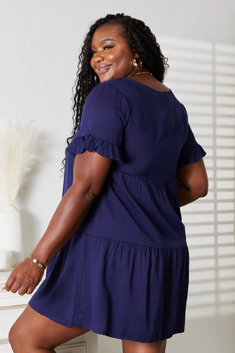 Mandy V-Neck Flounce Sleeve Tiered Dress by Partner Label
