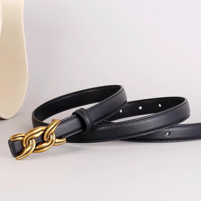 Chain Buckle Leather Belt by Trendsi