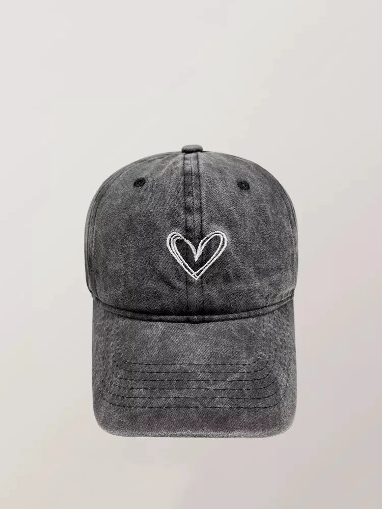 Washed Heart Embroidered Baseball Cap by Partner Label