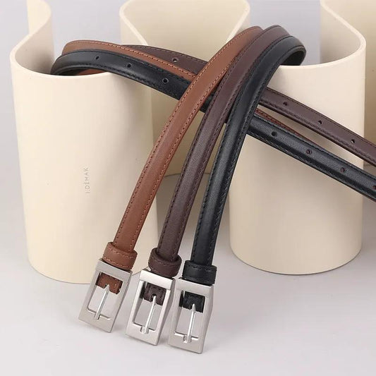 Metal Buckle Leather Belt by Trendsi