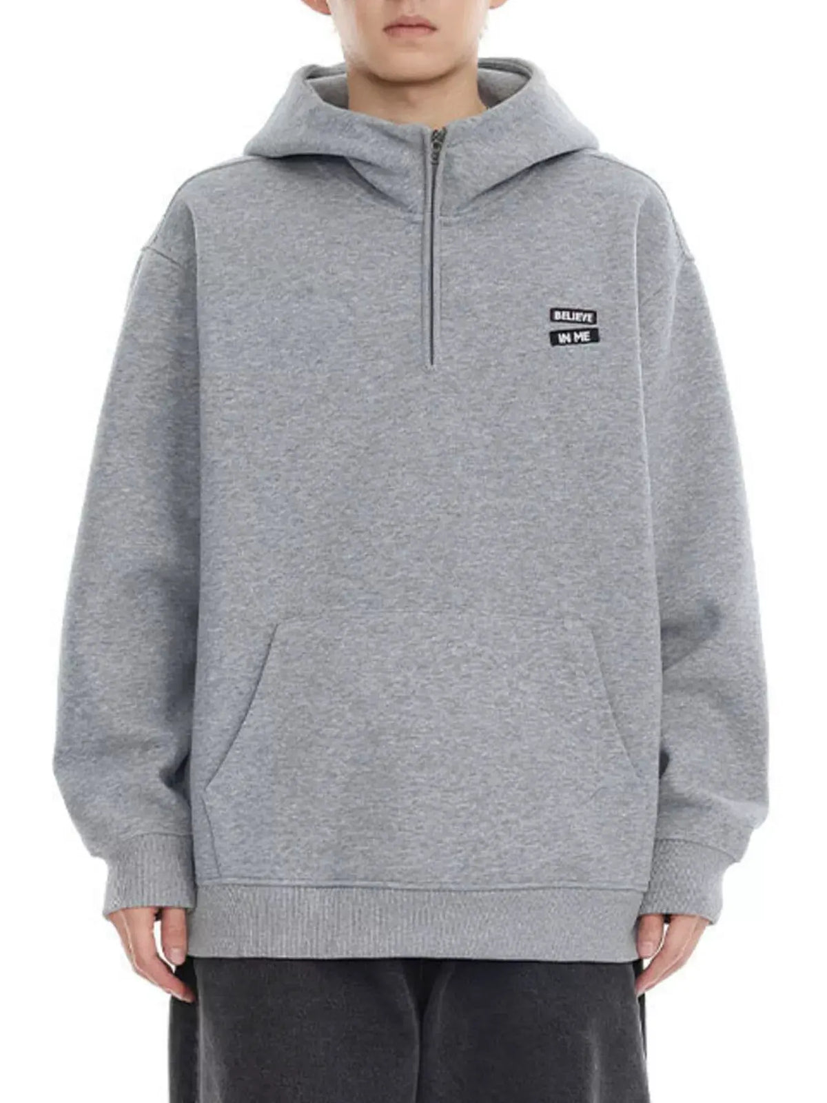 Men's Plus Size Quarter-Zip Long Sleeve Hoodie by Partner Label