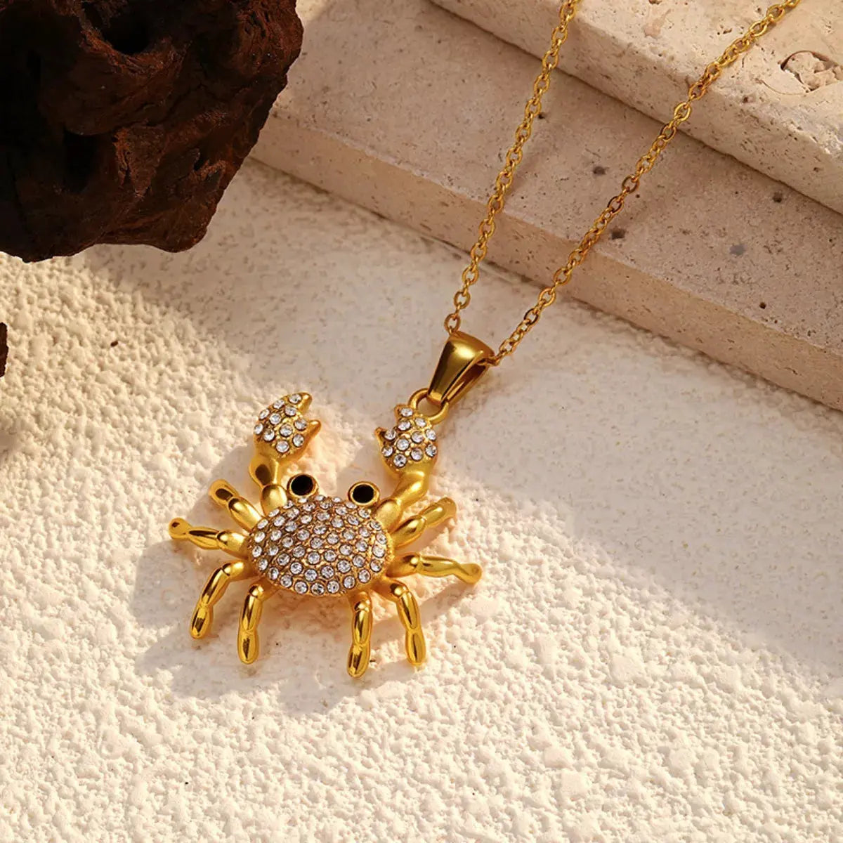 18K Gold-Plated Crab Pendant Necklace by Partner Labels