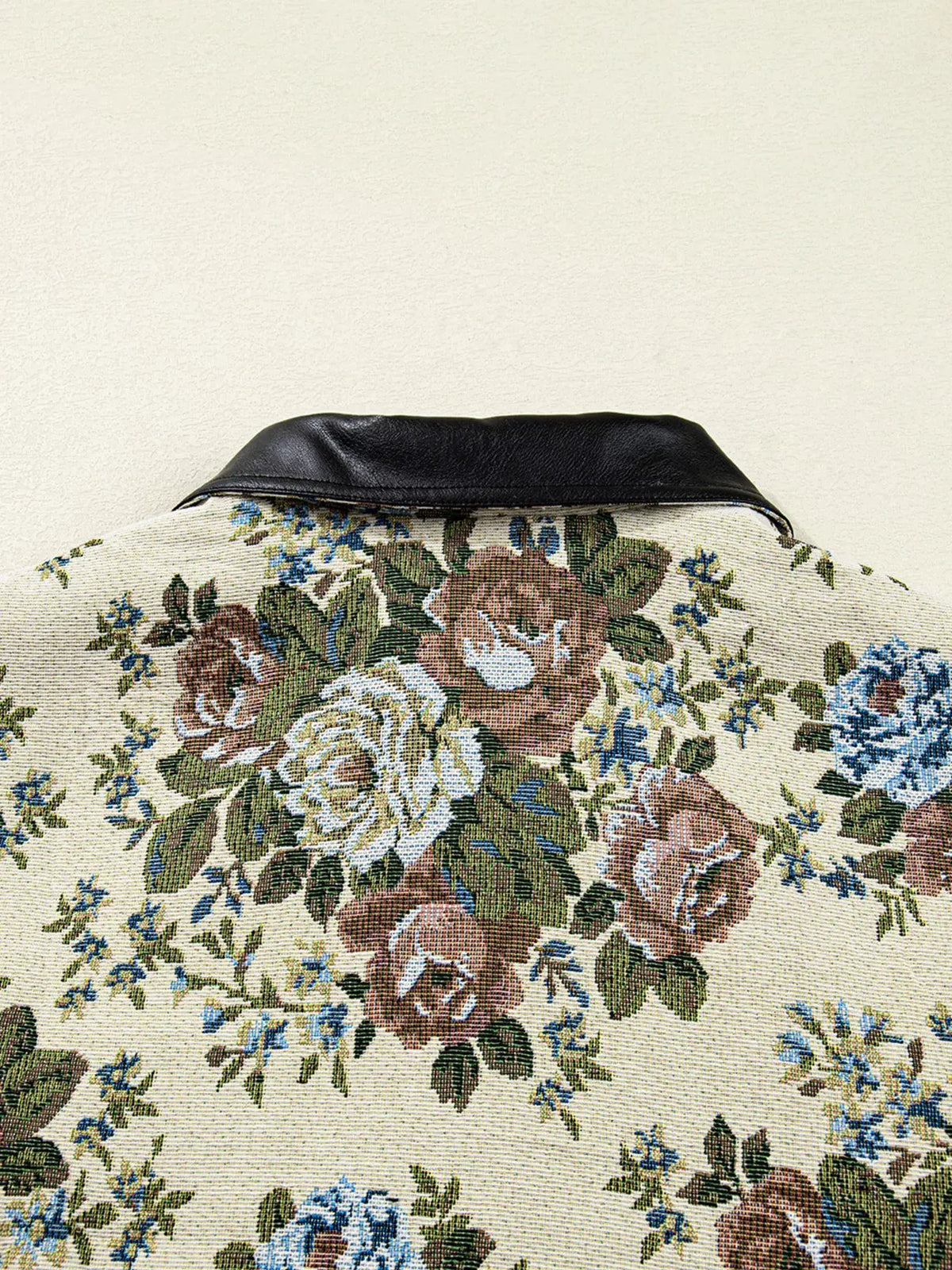 Floral Print Zip Up Contrast Collared Jacket by Partner Label