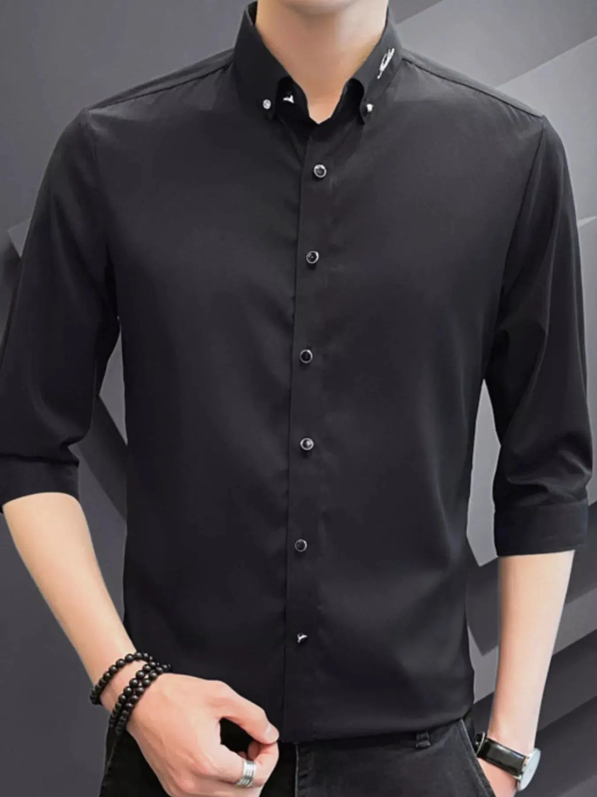 Men's Button Up Slim Fit Casual Shirt by Trendsi