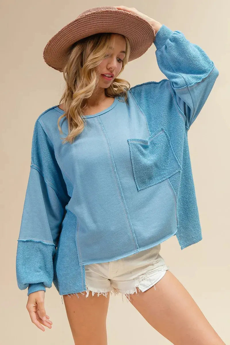 BiBi Oversized Pocket Front Sweatshirt by BiBi