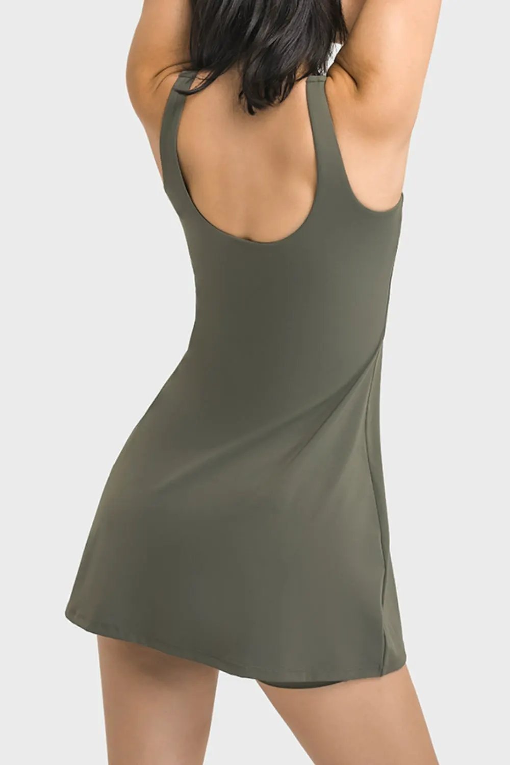Millennia Square Neck Sports Tank Dress with Full Coverage Bottoms by Millennia