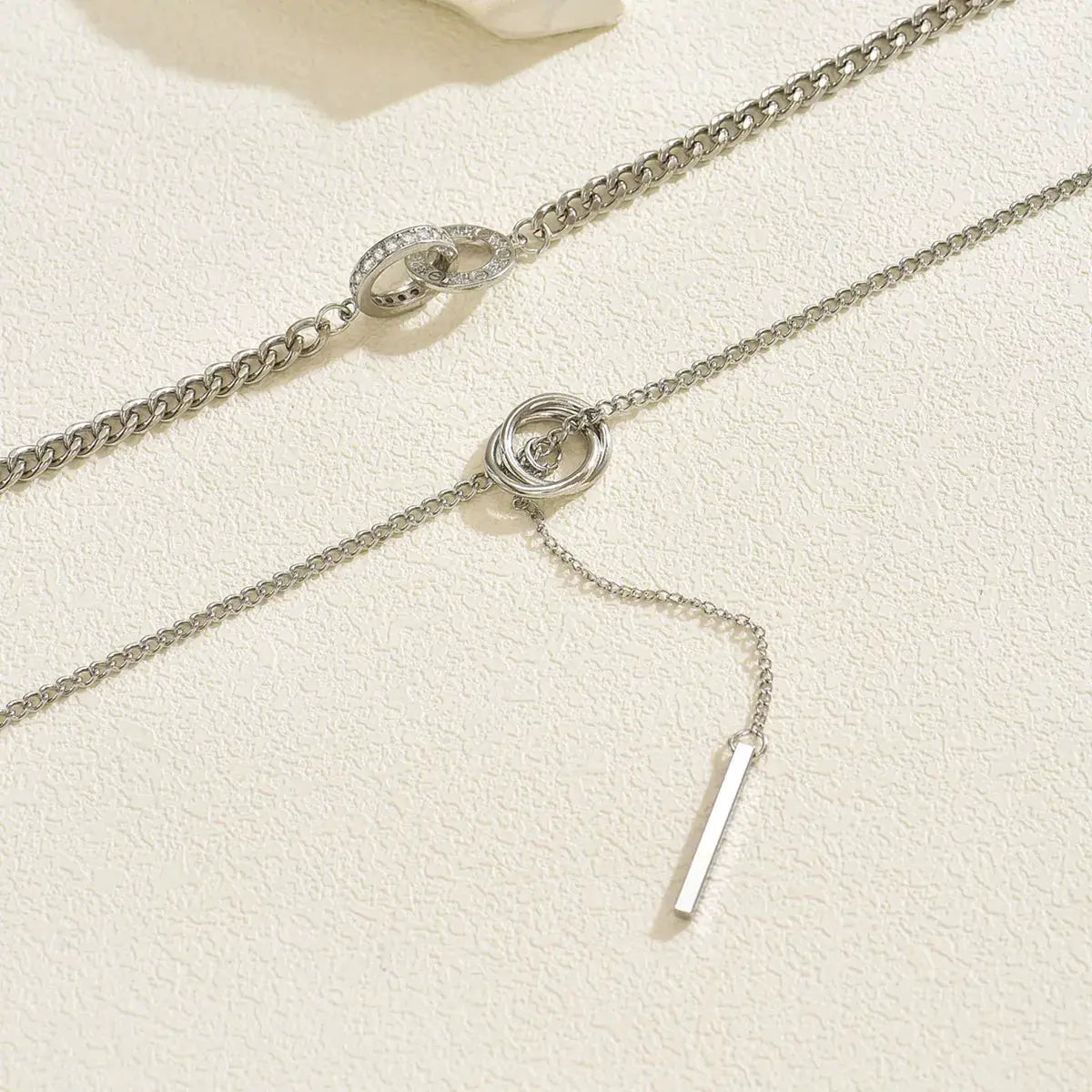 Double Layered Chain Y-Shaped Pendant Necklace by Partner Labels