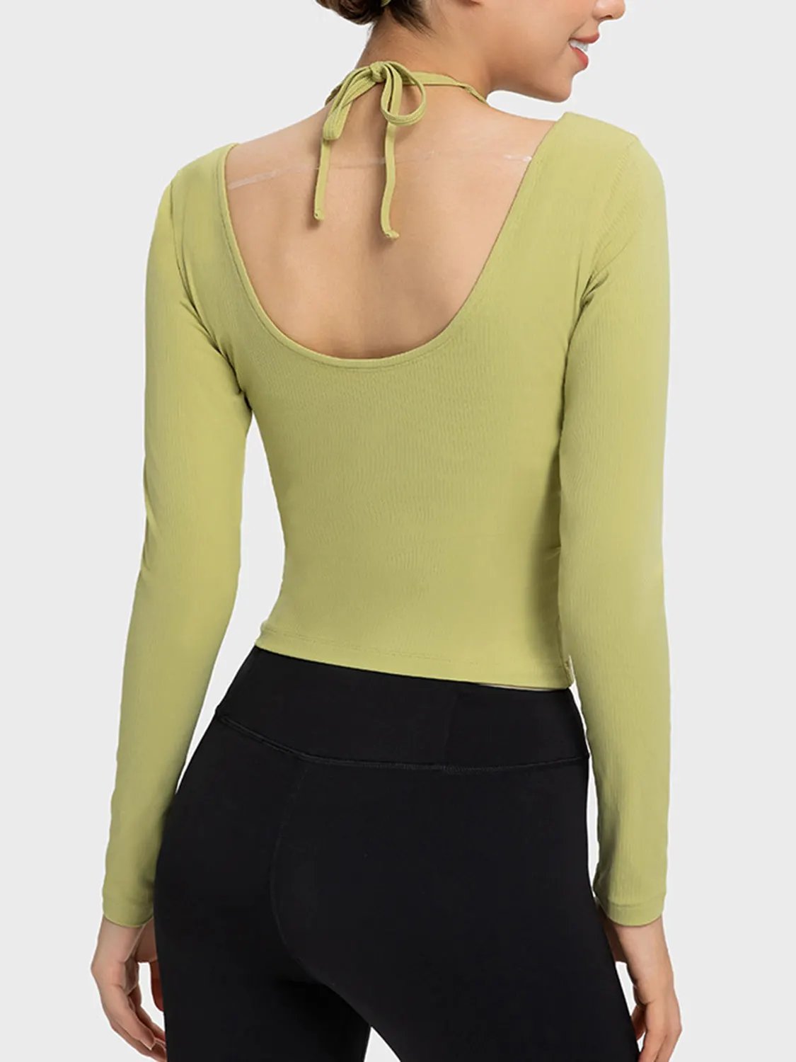 Millennia Halter Neck Long Sleeve Sporty Top by Millennia