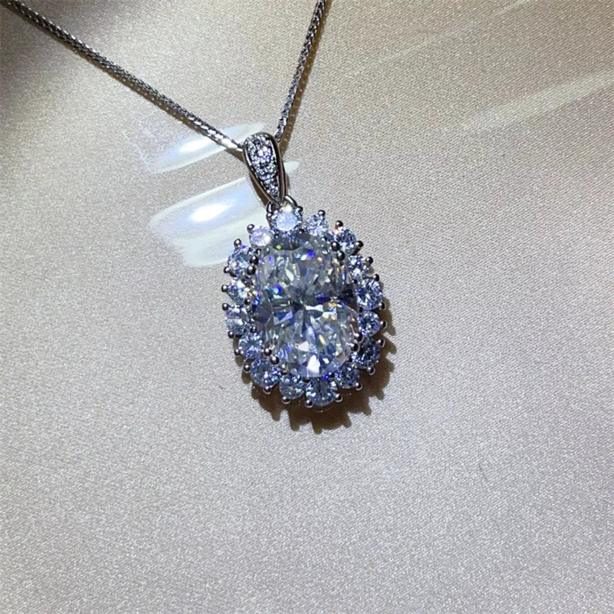 8 Carat Moissanite 925 Sterling Silver Pendant Necklace by Partner Labels