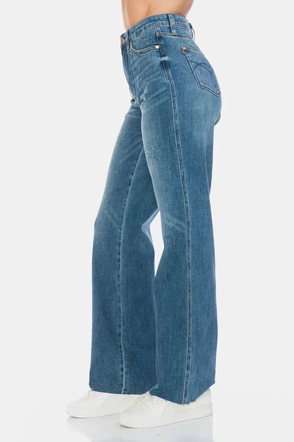 Judy Blue Full Size Tummy Control Cut Raw Hem Straight Jeans by Judy Blue