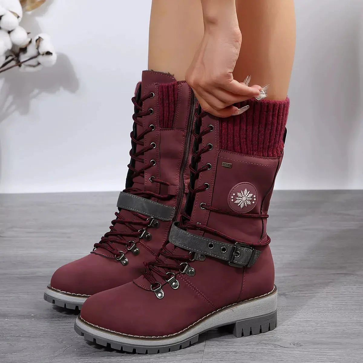 Lace Up Block Heel Boots by Partner Label