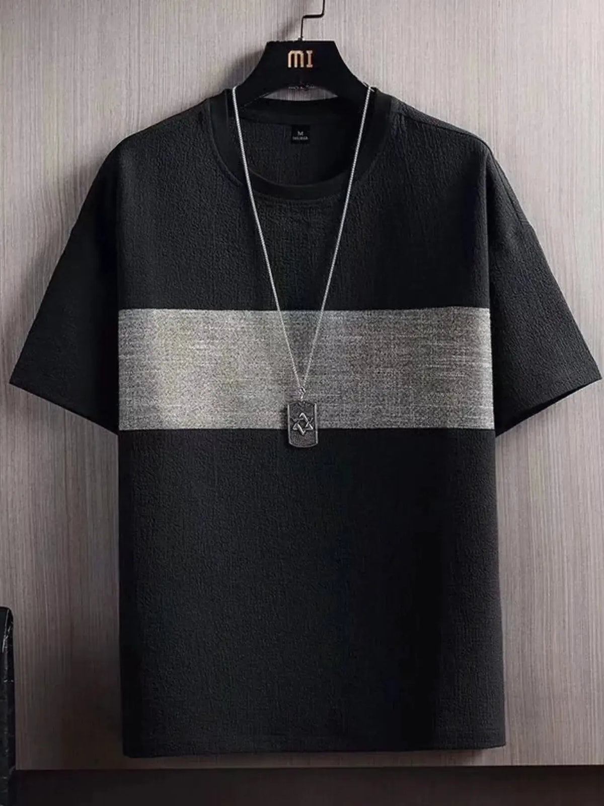 Men's Plus Size Textured Round Neck T-Shirt by Trendsi