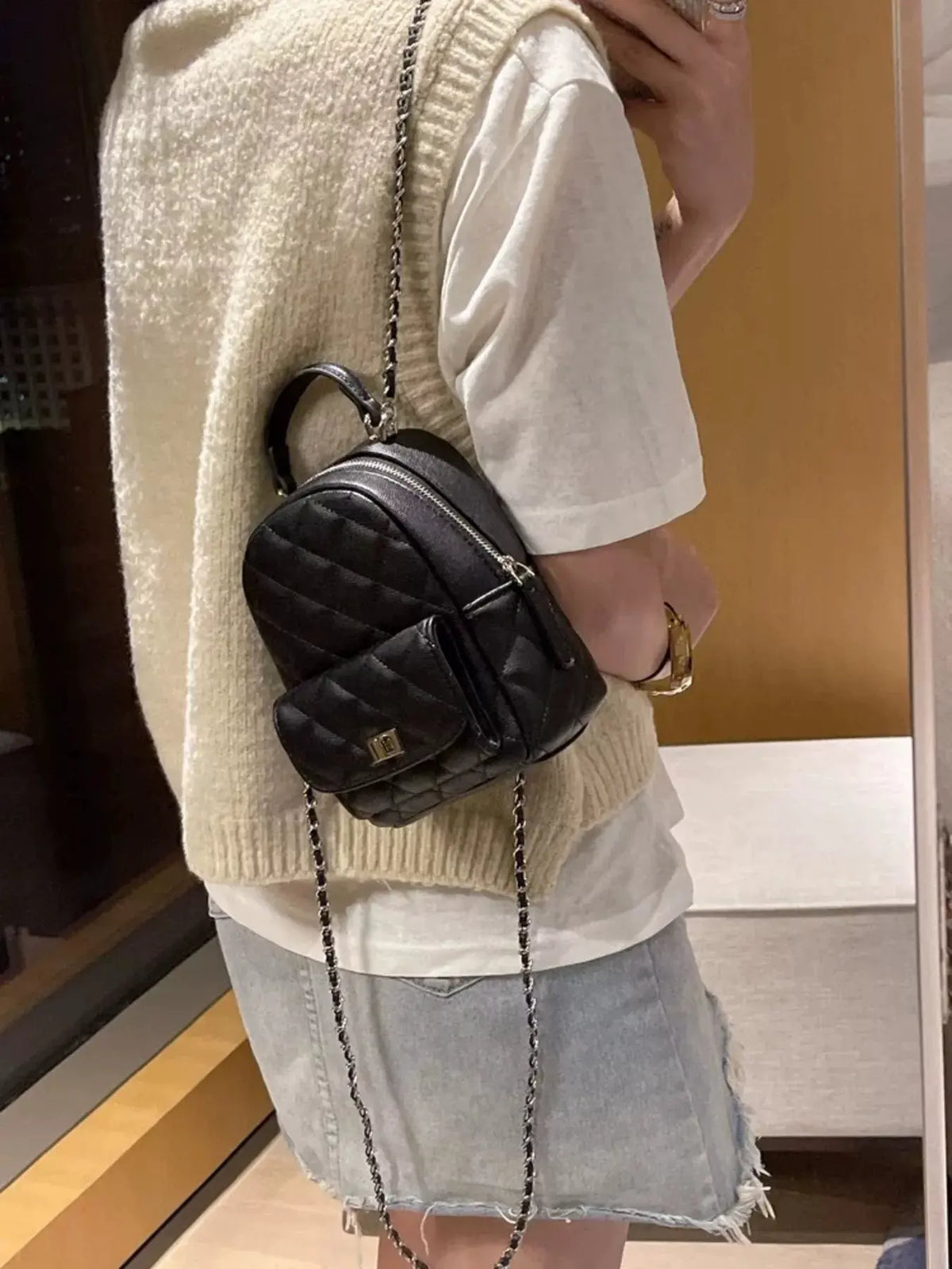 Quilted Mini Backpack Bag by Partner Label