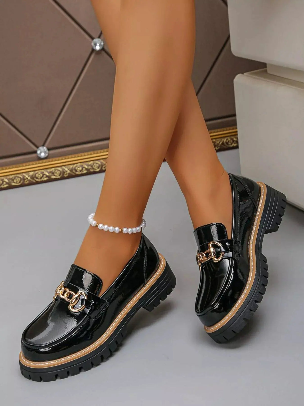 Round Toe Platform Loafers by Partner Label