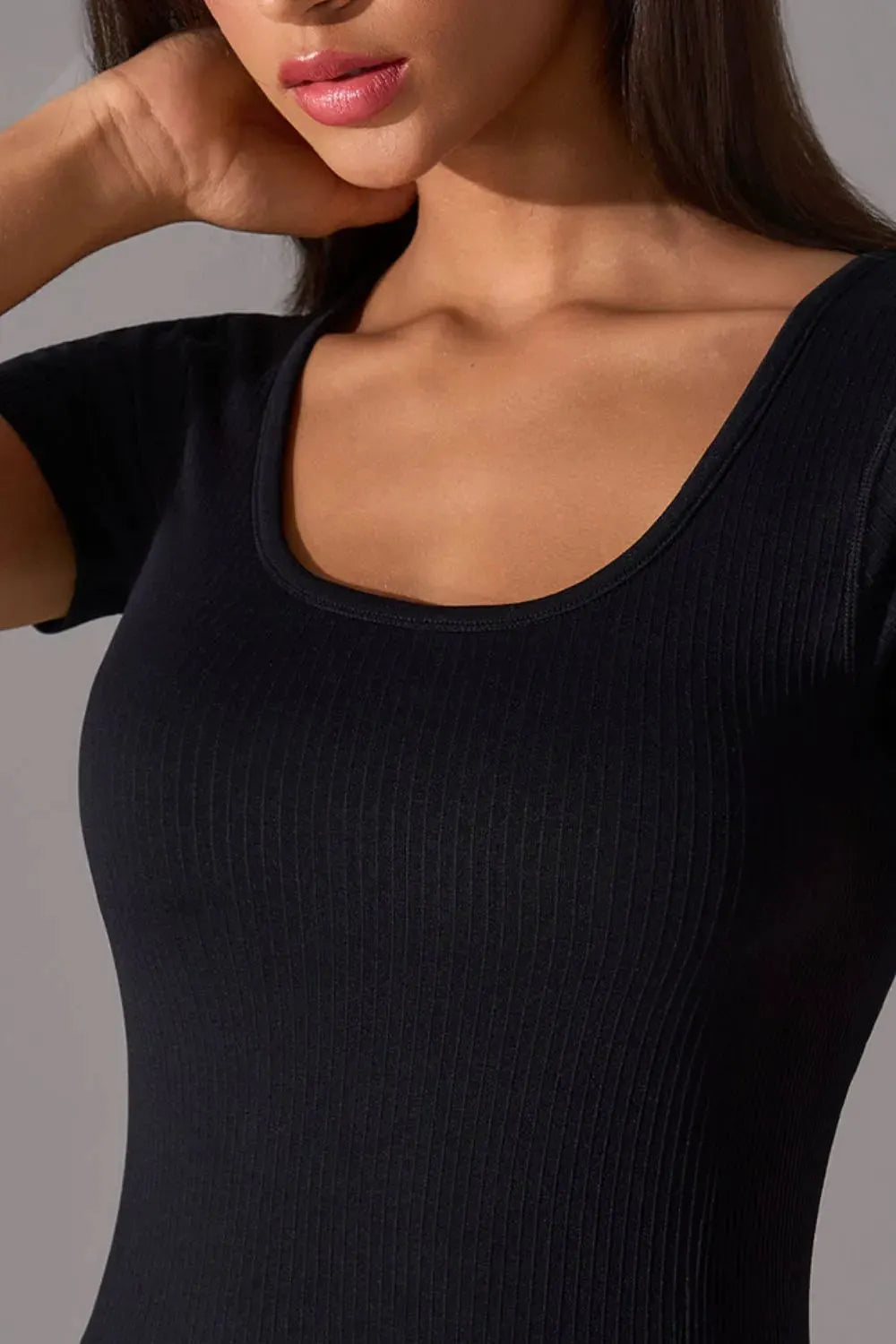 Square Neck Active T-Shirt with Detachable Chest Pads by Partner Label