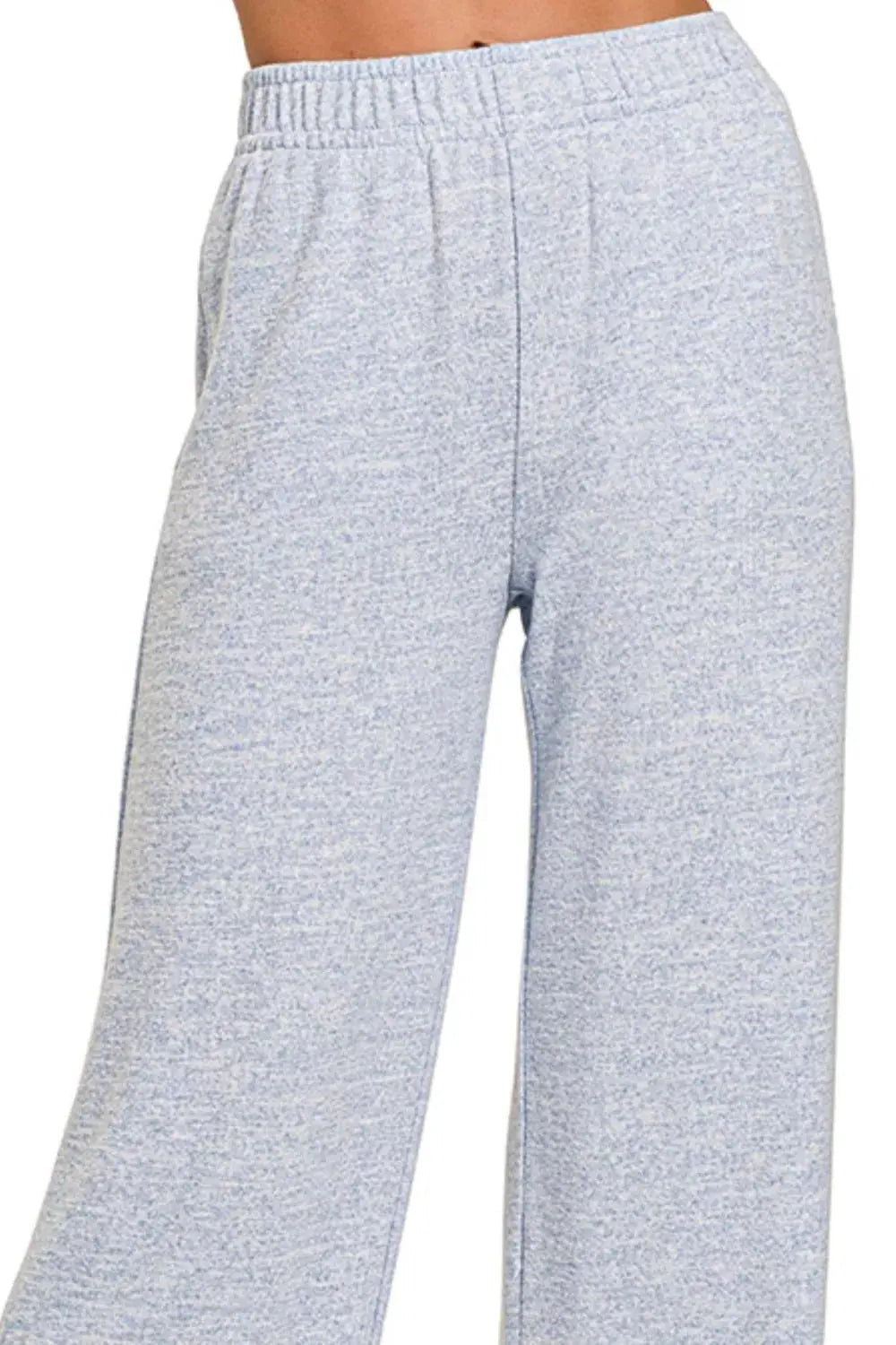 Zenana Soft Melange Hacci Elastic Waistband Lounge Pants by Zenana