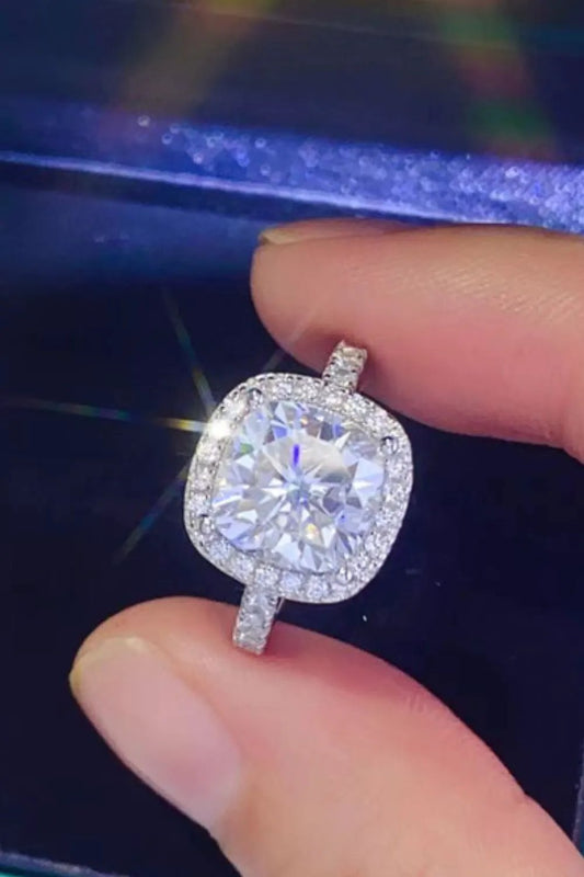 3 Carat Moissanite 925 Sterling Silver Square Ring by Partner Label