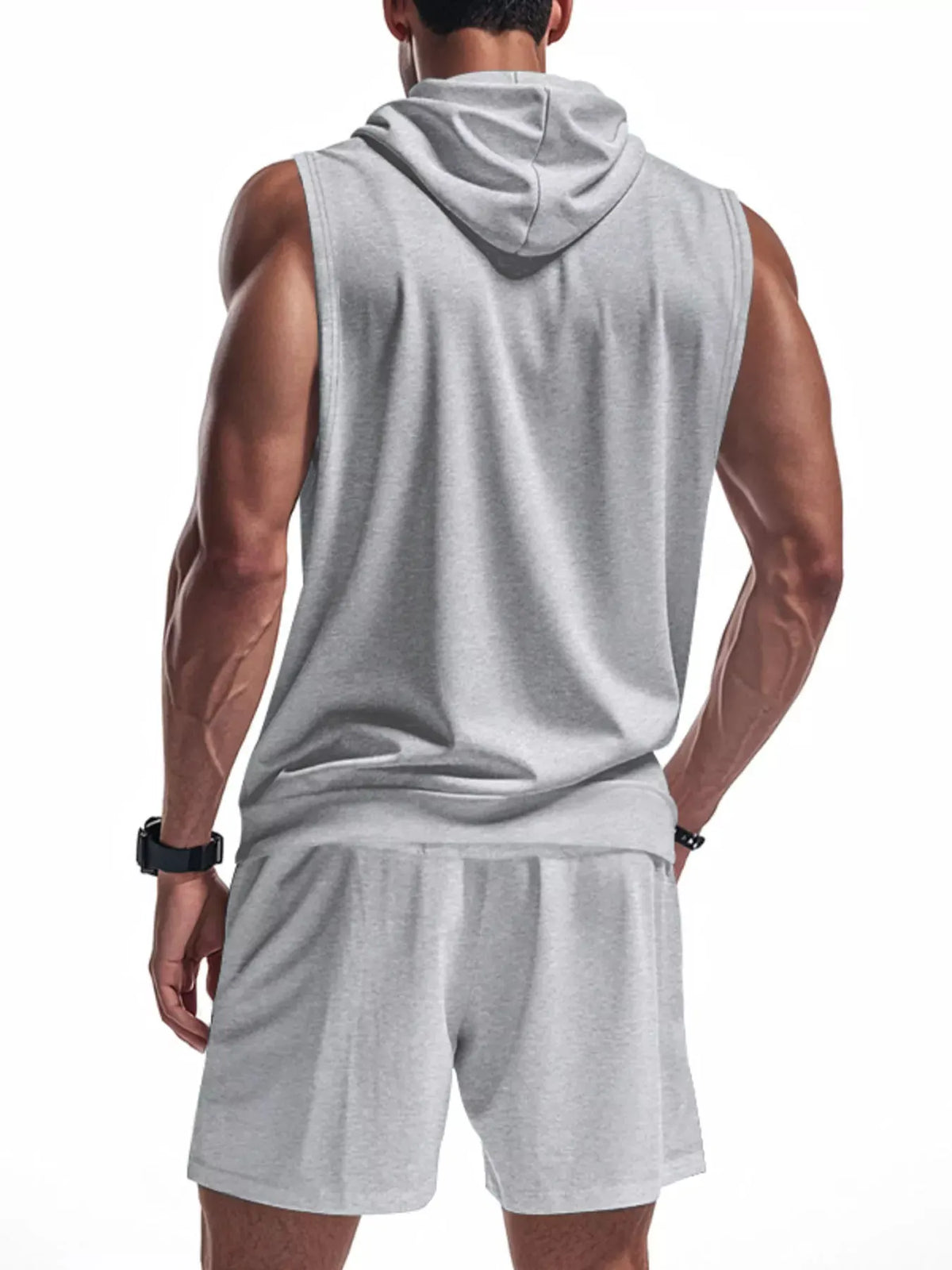 Men's Full Size Zip Up Sleeveless Hoodie & Shorts Set Plus Size by Partner Label