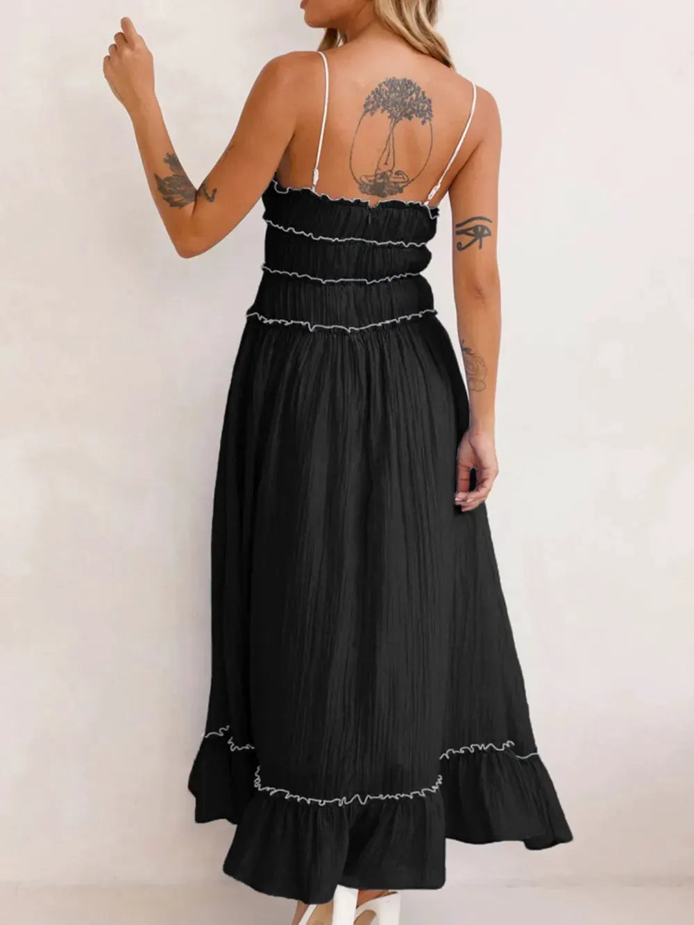 Devine Frill Ruffled Hem Midi Cami Dress by Devine