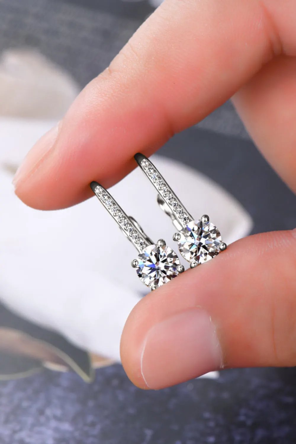 2 Carat Moissanite 925 Sterling Silver Earrings by Partner Label