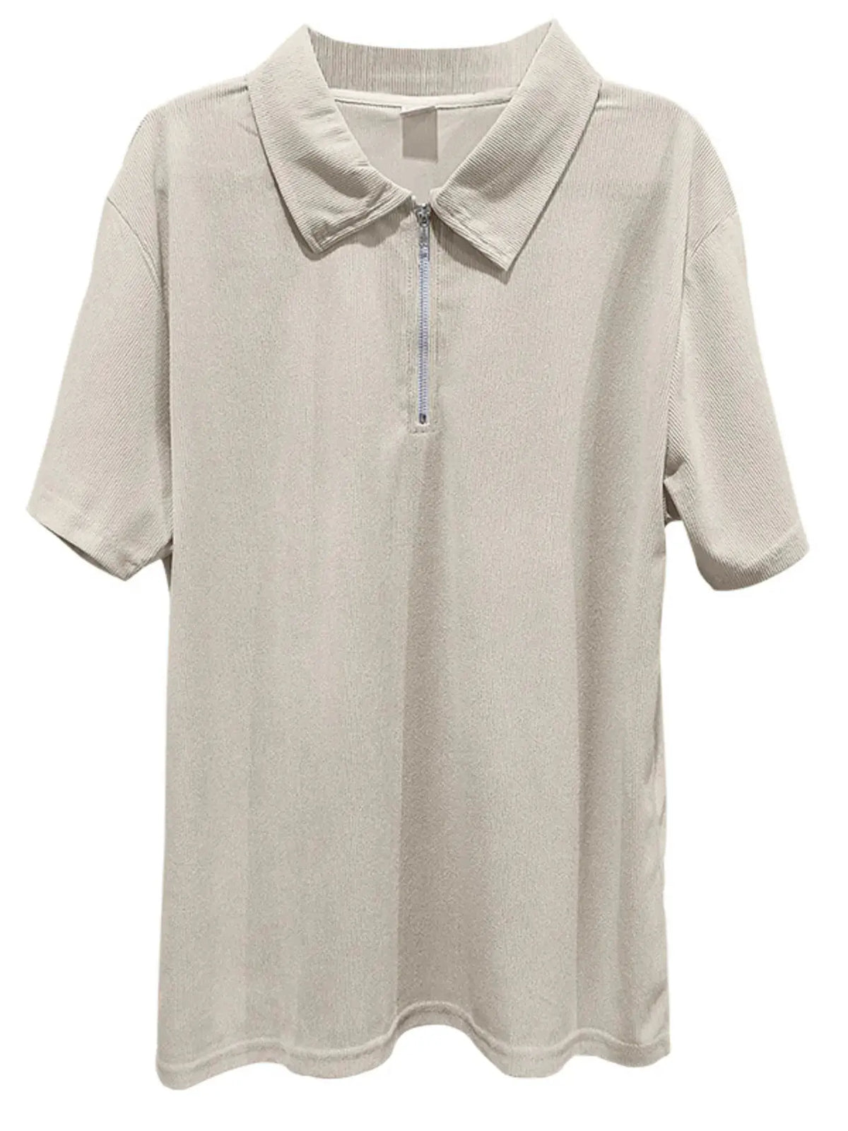 Men's Full Size Quarter Zip Short Sleeve Polo and Pants Set Plus Size by Trendsi