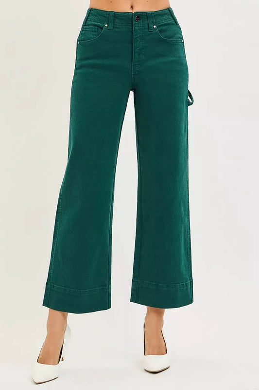 RISEN Tummy Control High Rise Crop Wide No Waist Band Pants by RISEN