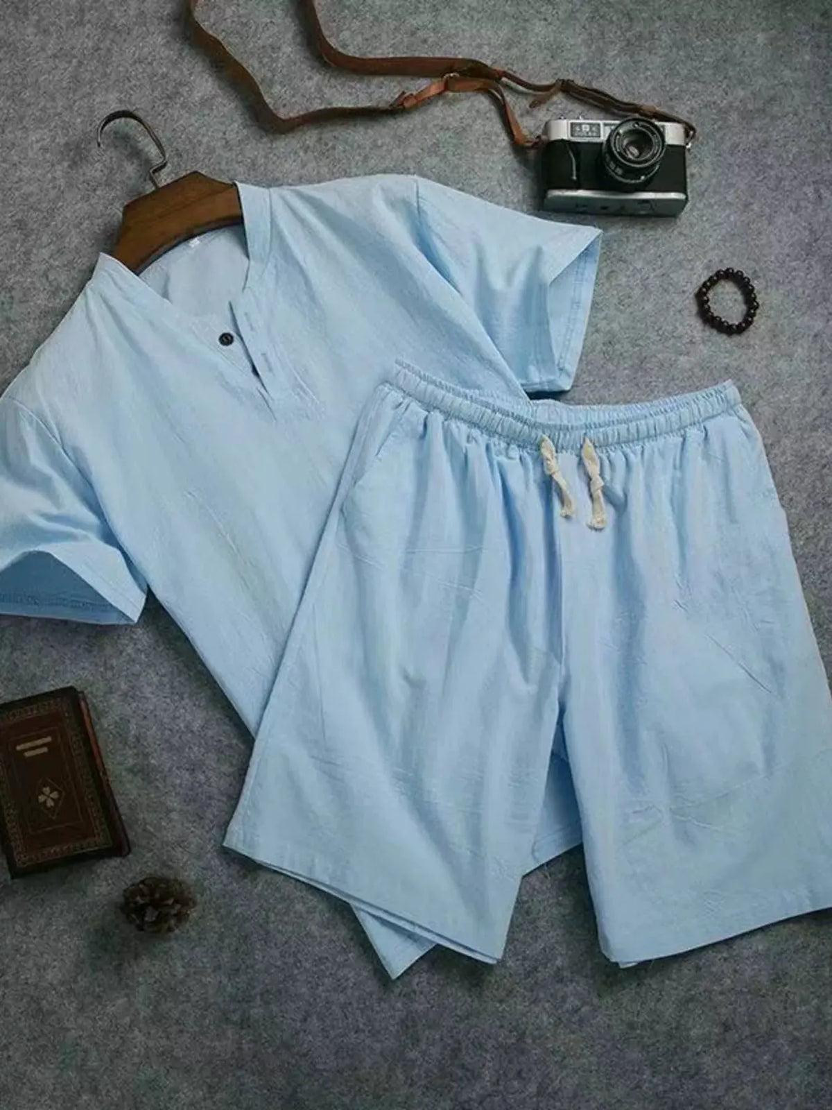 Men's Plus Size Short Sleeve Top and Shorts Set by Trendsi
