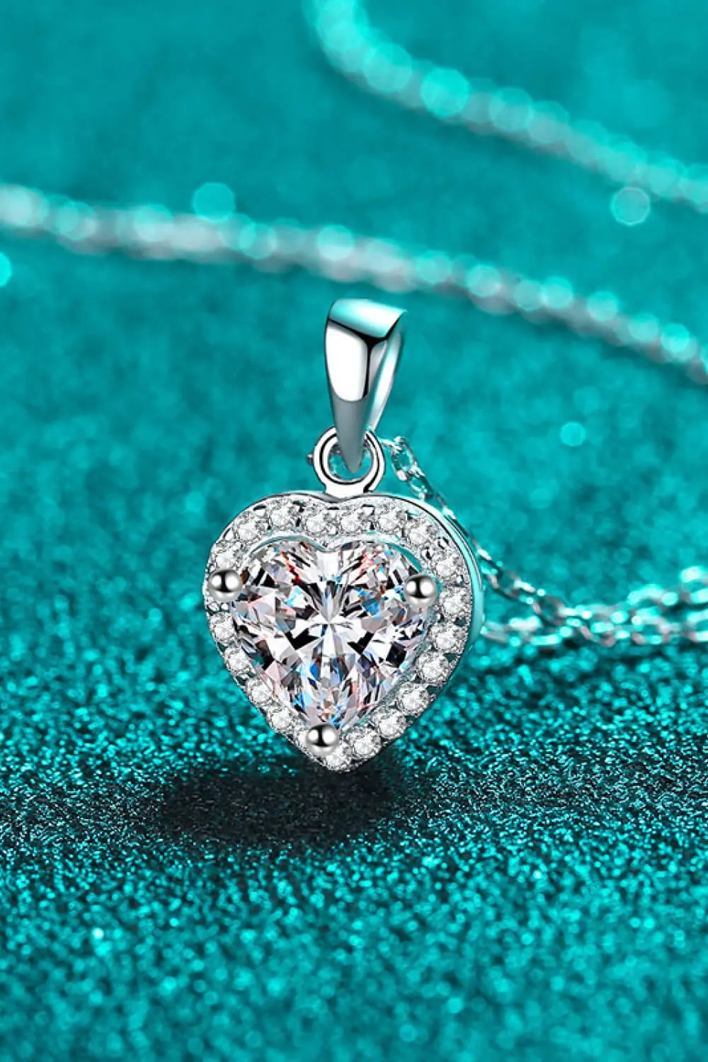 1 Carat Moissanite Heart Pendant Chain Necklace by Partner Labels