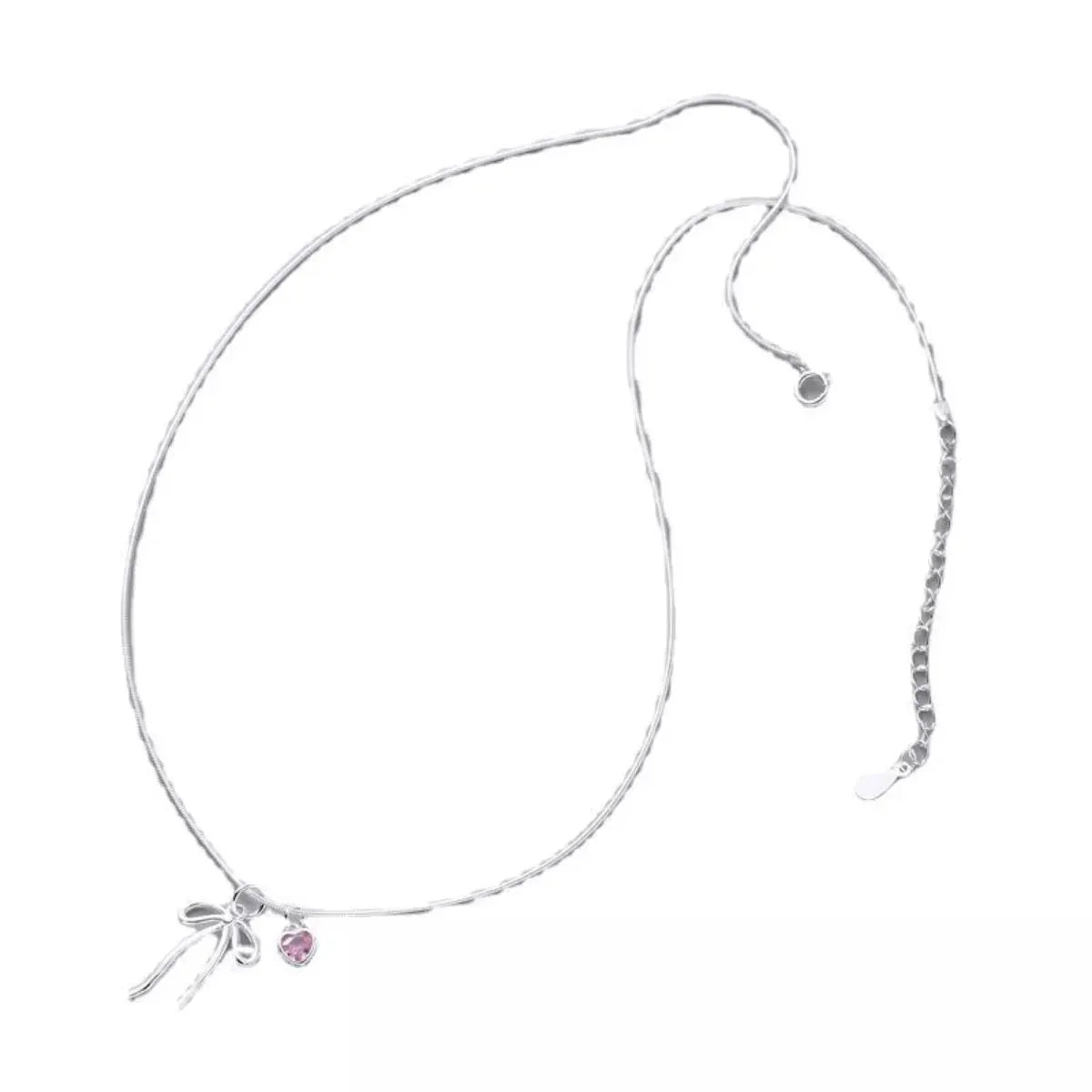Bow & Heart Pendant Necklace by Partner Labels