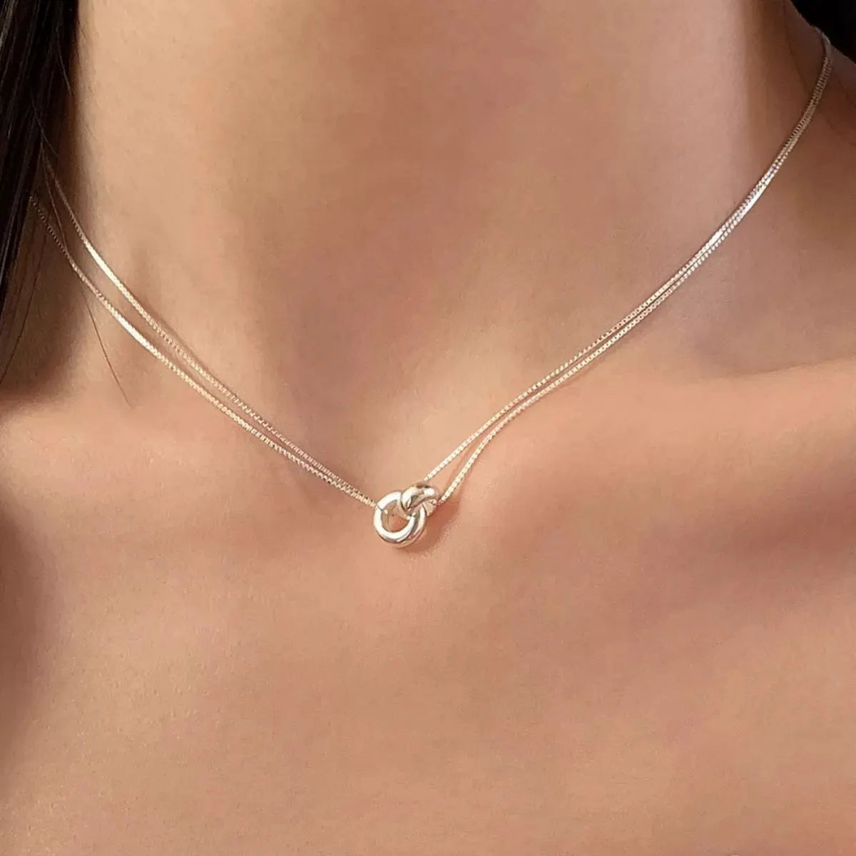 Double Strand 925 Sterling Silver Necklace by Partner Labels