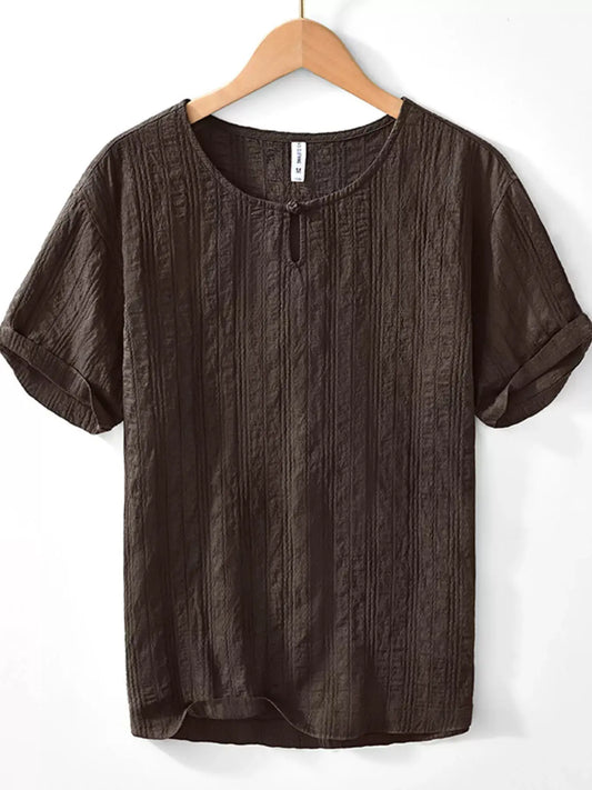 Men's Plus Size Textured Short Sleeve Blouse by Partner Label