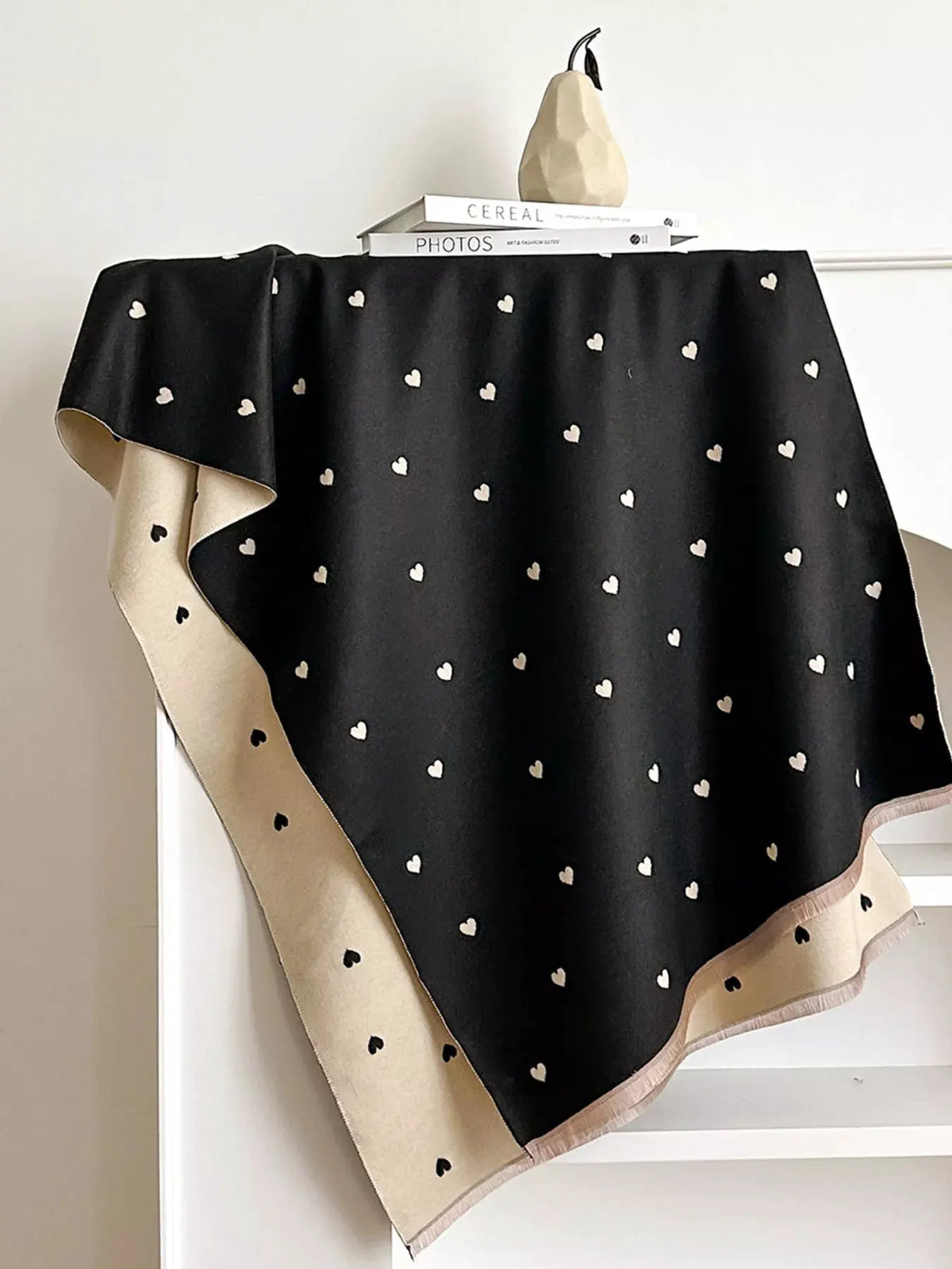 Heart Raw Hem Scarf by Partner Label