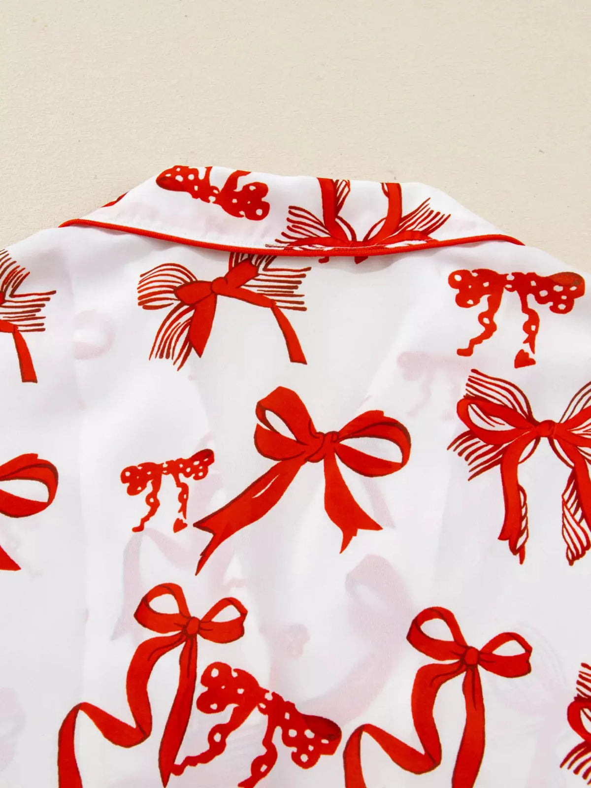 Christmas Bow Print Top and Pants 2pcs Pajama Set by Partner Label
