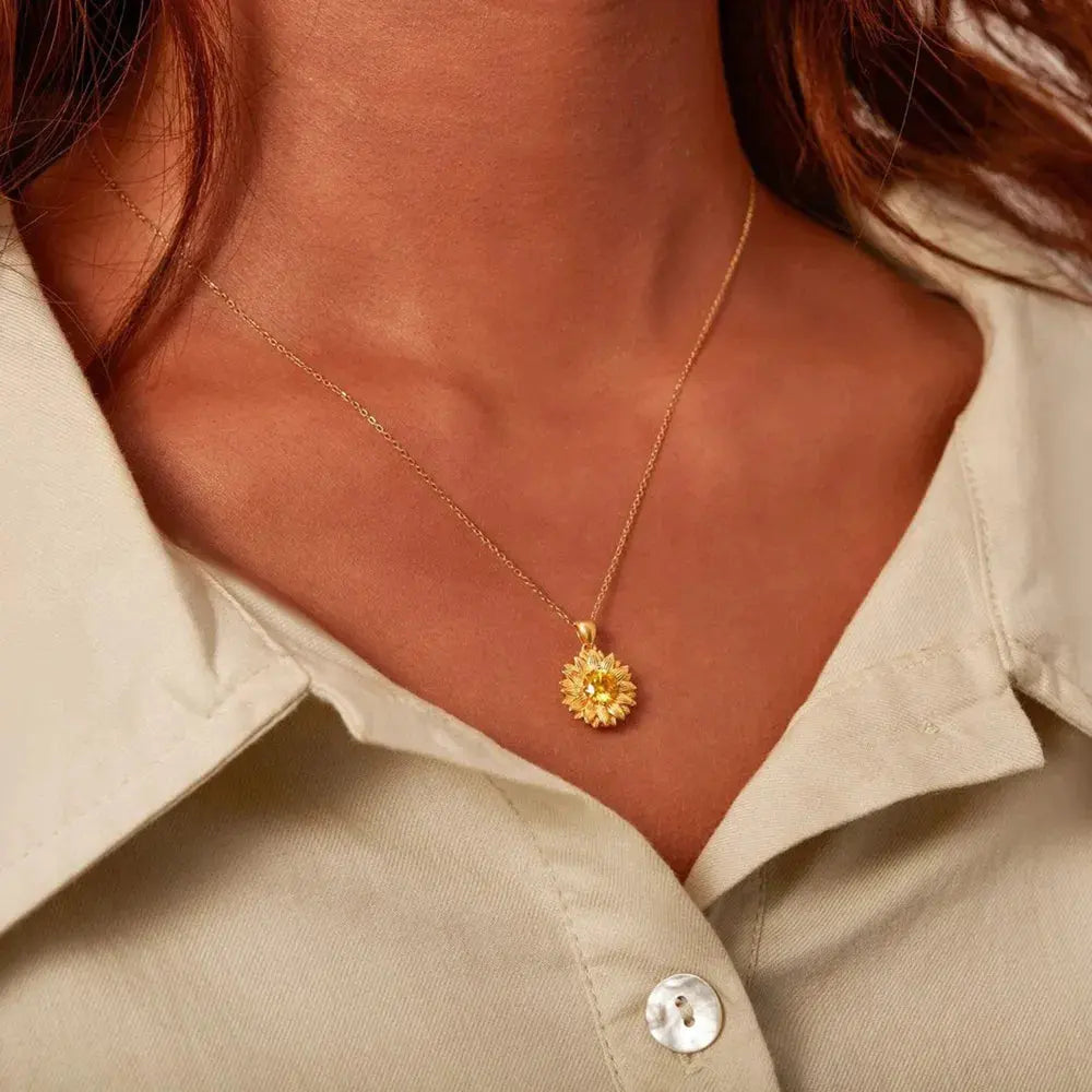 Sunflower Shape 18K Gold-Plated Pendant Necklace by Partner Label