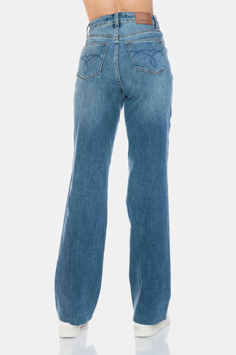 Judy Blue Full Size Tummy Control Cut Raw Hem Straight Jeans by Judy Blue