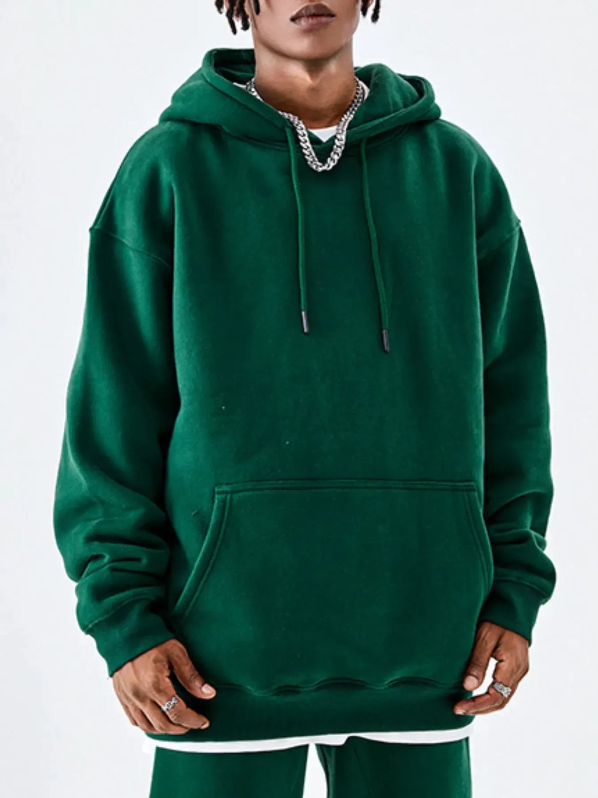 Men's Drawstring Drop Shoulder Hoodie by Trendsi