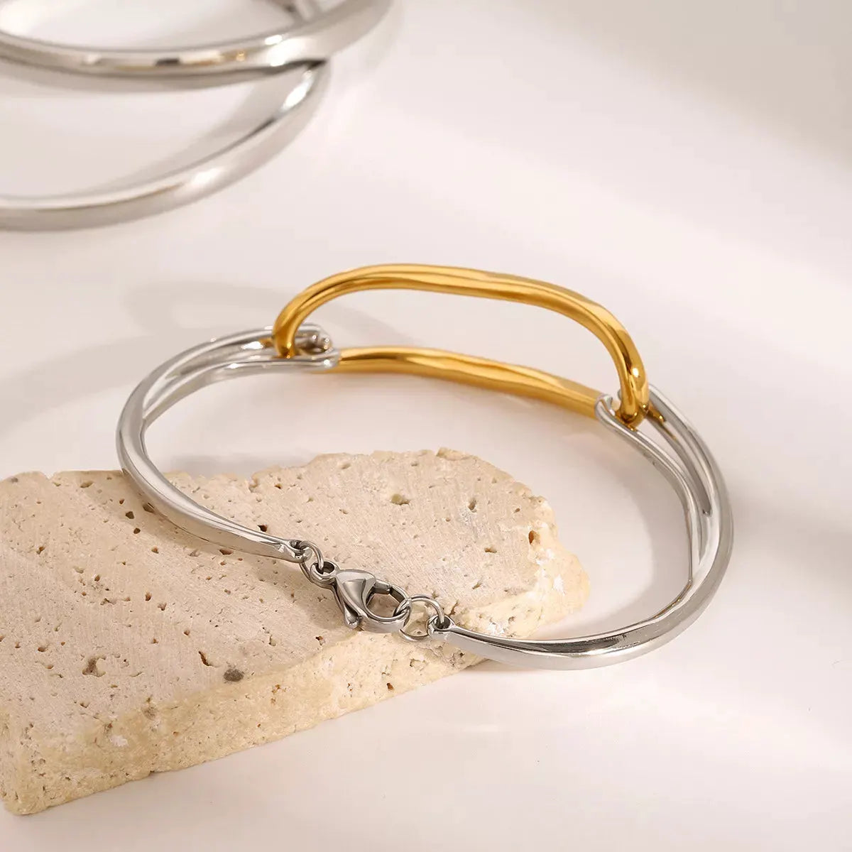 Two-Tone Geometric Link Bracelet by Partner Label