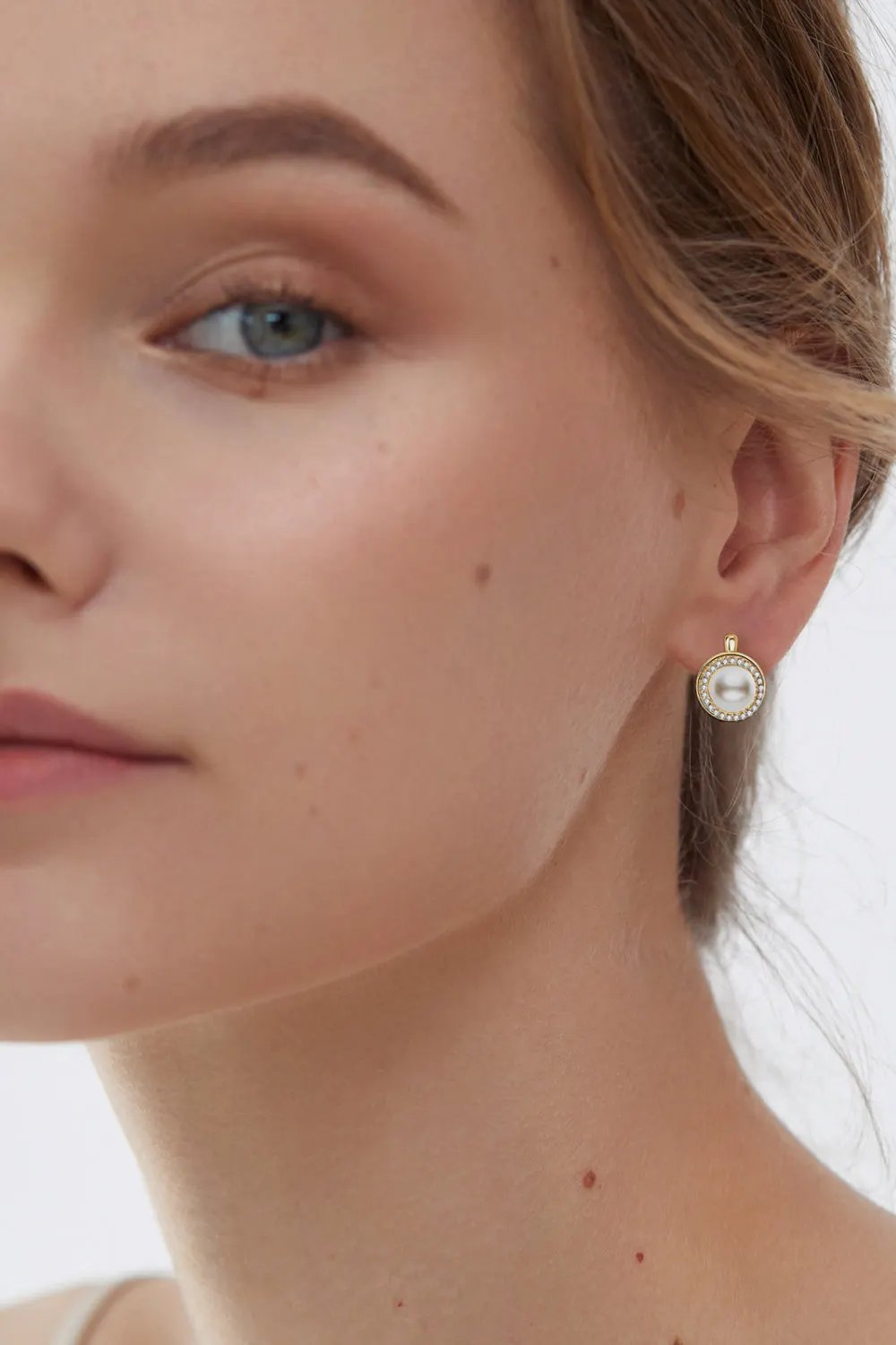 Moissanite Pearl 925 Sterling Silver Earrings by Partner Label